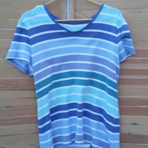 Croft&Barrow V-Neck  blue striped top